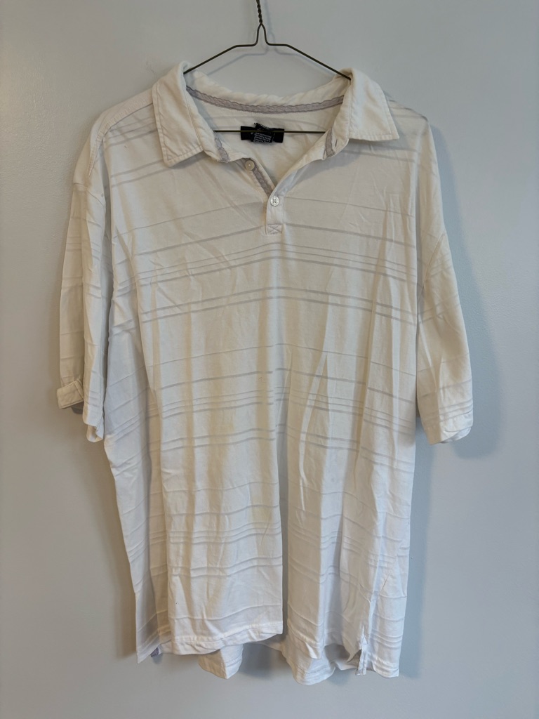 Distinction Cotton Blend Horizontal Textured Stripe Short Sleeve T-Shirt Polo Xl